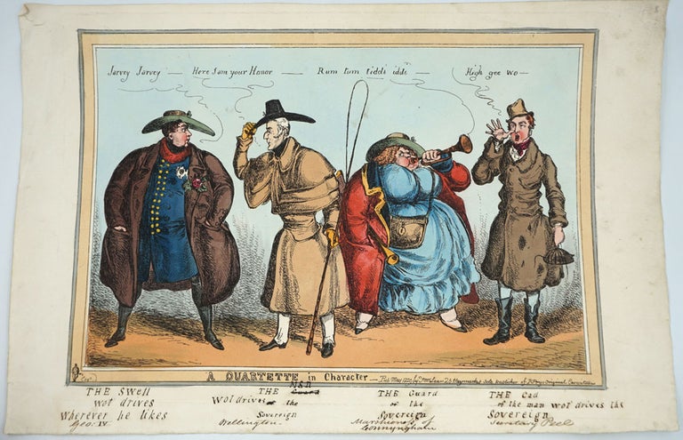 Item #24792 A Quartette in Character. Hand colored engraving. William Heath.