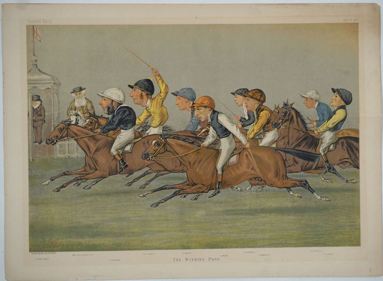 Item #24803 "The Winning Post". Double Page chromolithograph. Lib Vanity Fair.