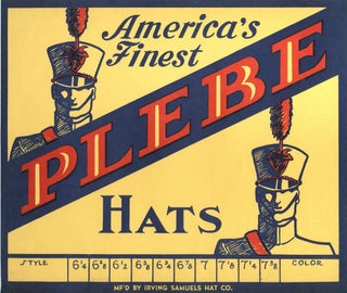 Item #24817 1920s Plebe Cadet Uniform Hat Box Label