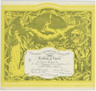 Item #24823 Centennial International Exhibition Certificate of Award to Mr. D. Dunlop,...