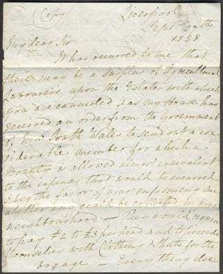 Item #24859 A copy letter from Newelyn Loyd of Denbigh to the Guardians of the Holywell Union...