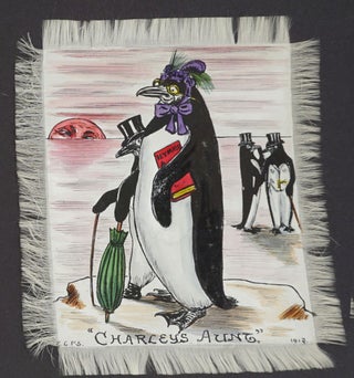 Anthropomorphic Penguins with their Children and Toys, with captions of London Stage Plays.