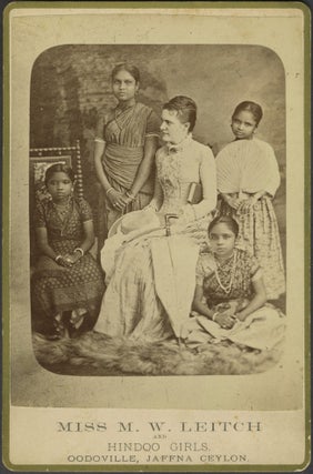 Item #24875 Miss M. W. Leitch and Hindoo Girls. Oodoville, Jaffna Ceylon. Photograph, Sri Lanka,...