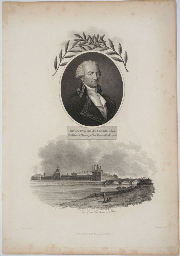 Item #24904 "Antoine de Jussieu, N. I. Professor of Botany of the National Institute" Engraved portrait. Robert John Thornton.