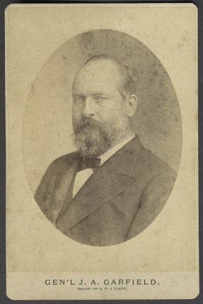 "Puckographs I, James A. Garfield", with cabinet card portrait and 3 other items.