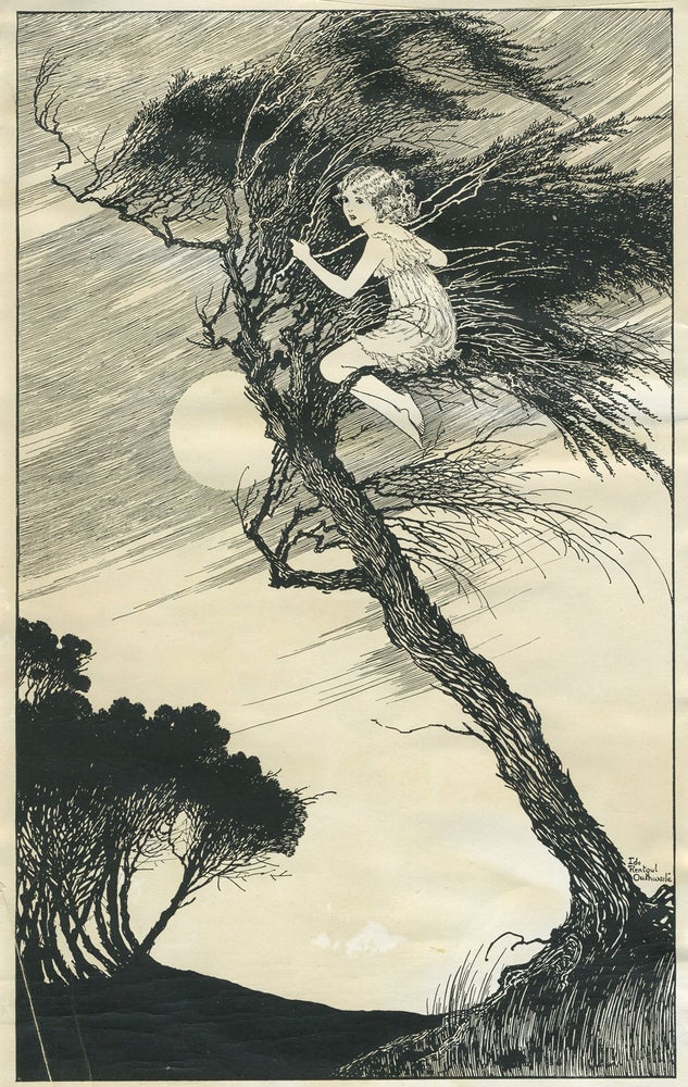 Item #24959 Wind in the Ti-Tree & The First of the Fairies (The English Snowdrop) from "Elves and Fairies" Ida Rentoul Outhwaite.