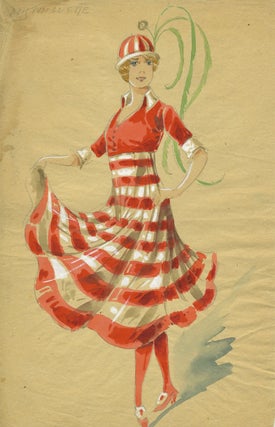 Item #24971 French Costume Designs by Minon, 18 watercolors. Theater, Costume Design