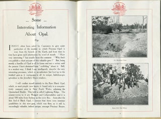 Rare Opals, Percy Marks, 5 Hunter St. Sydney, Australia; advertising booklet for Australian opals.
