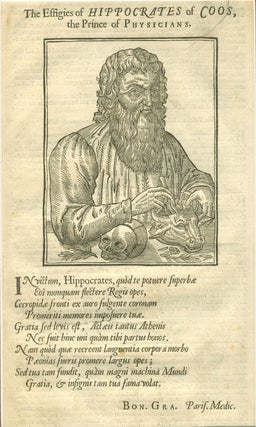 Item #25062 The Effigies of Hippocrates of Coos, the Prince of Physicians. Woodblock portrait....