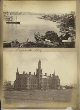 Item #25081 Sydney images: "Lavender Bay", "St. Andrews College", "Government House". Albumen...