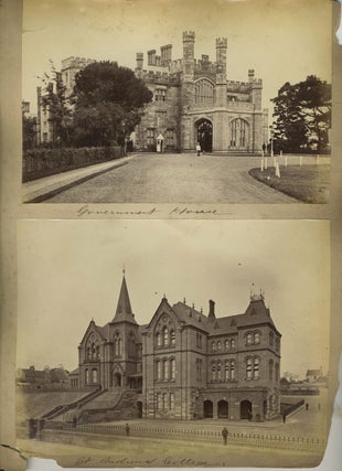 Sydney images: "Lavender Bay", "St. Andrews College", "Government House". Albumen photographs.