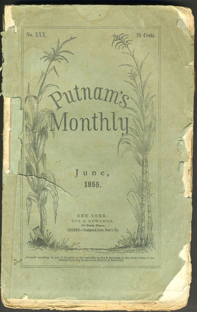 Item #25493 "Australiana, The Campbell Town Election", concerning the upcoming election & controversy over convictism in Van Diemen's Land. Putnam's Monthly. A Magazine of Literature, Science, and Art. June 1855. Australia, Convicts, Tasmania.