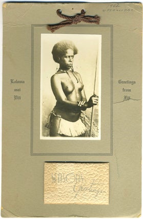 Item #25524 1943 Calendar with real photo of Fijian woman "Loloma mai Viti - Greetings from Fiji"...