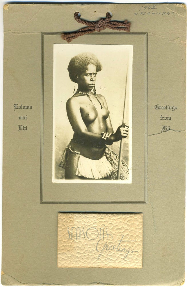 Item #25524 1943 Calendar with real photo of Fijian woman "Loloma mai Viti - Greetings from Fiji" Fiji, Photography.