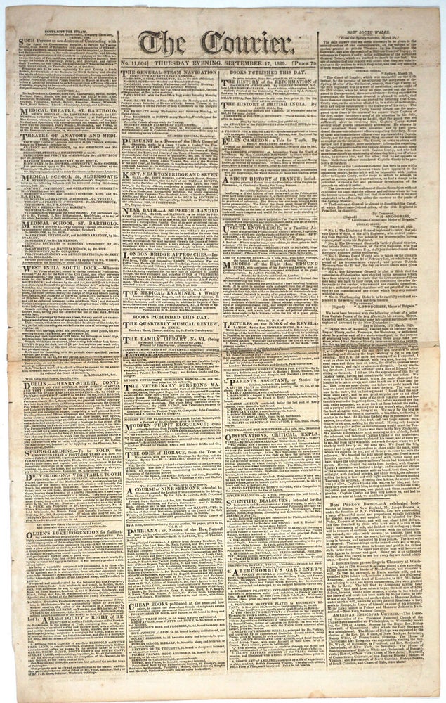 Item #25527 Moreton Bay release of 57th Regiment prisoners, article in 'The Courier' newspaper. New South Wales, New Zealand, Queensland, Convicts.