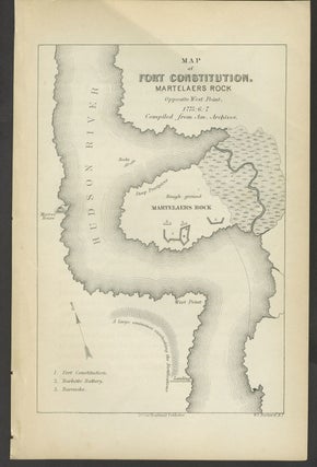 Item #25556 Map of Fort Constitution, Martelaers Rock [and] engraving of Boom and Chain at West...