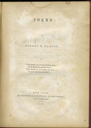 Item #25569 Poems. Robert H. Taylor
