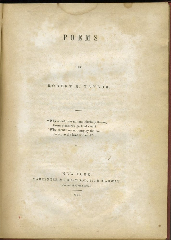 Item #25569 Poems. Robert H. Taylor.