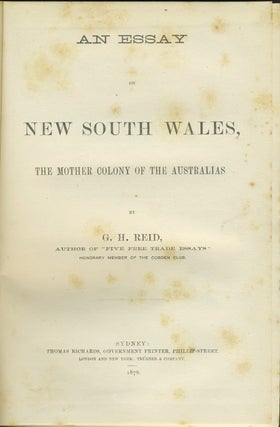 An Essay on New South Wales, The Mother Colony of the Australians. Presentation copy.