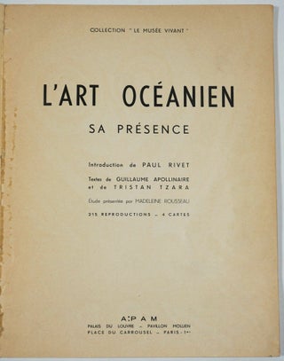 L'Art Oceanien. Sa Presence. Collection Le Musée Vivant, No. 38.
