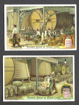 Item #25659 Set of 6 cards featuring wine & champagne making, for "Veritable Extrait de Viande...