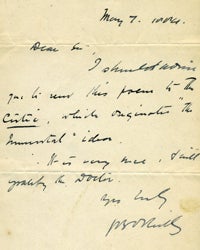 Item #2570 John Boyle O'Reilly autograph letter May 7, 1884. John Boyle O'Reilly