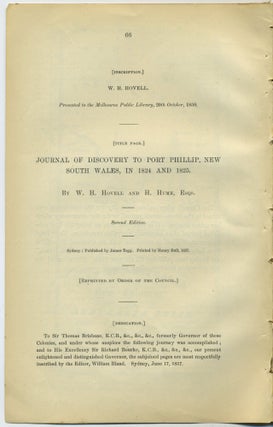 Item #25703 Journal of Discovery to Port Phillip, New South Wales, in 1824 and 1825 in the Royal...