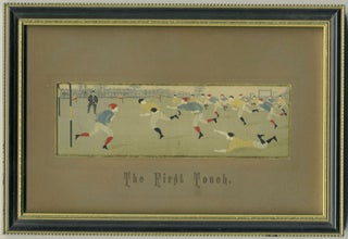 Item #25727 The First Touch. Rugby memorabilia woven in pure silk, stevengraph. Thomas Stevens