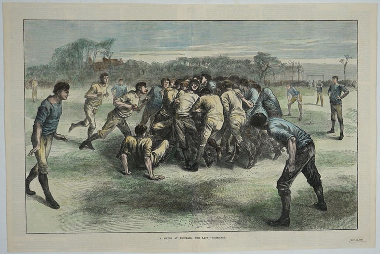 Item #25785 A Match at Football - the Last Scrimmage (Soccer). Soccer, England vs. Scotland, artist E. Buckman, Swain sc.