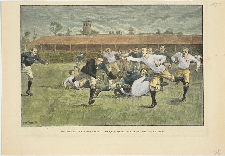 Item #25803 Football- Match between England and Scotland in the Athletic Grounds, Richmond. P. Naumann.