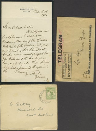 Item #25883 ALS, future Governor General New South Wales, making famine donation. N S. W., 7th...
