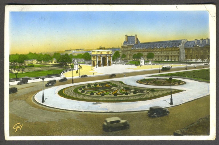 Item #25908 Postcard of Paris posted in Munich with a Nazi postmark, with possible 1936 Olympics connection. Olympics, Nazi postmark.