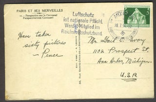 Postcard of Paris posted in Munich with a Nazi postmark, with possible 1936 Olympics connection.