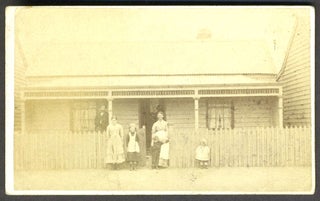 Item #25909 Carte-de-visite of Australian family in front of their home in Victoria. Wall...