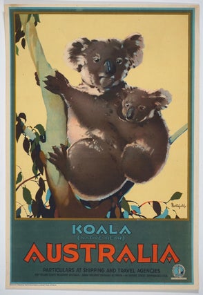Item #25919 'Koala (native bear) Australia. Particulars at shipping and travel agencies'. Color...