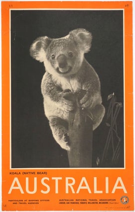 Item #25922 'Koala (native bear) Australia'. Photolithograph travel poster. Poster, Australia