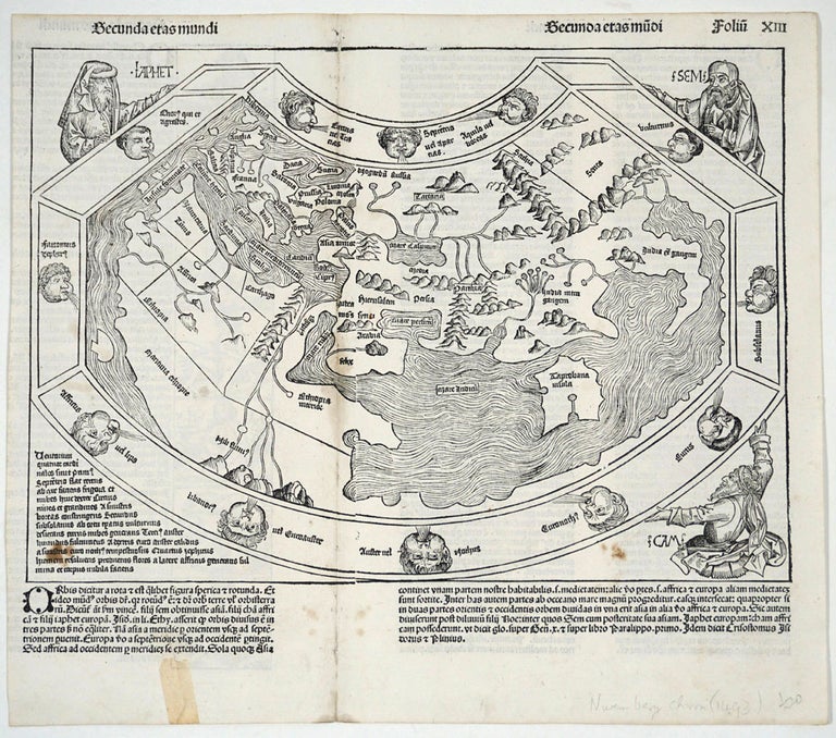 Item #25958 Secunda etas mundi. Early world map from the time of Columbus, from the Nuremberg Chronicle. Hartmann Schedel.
