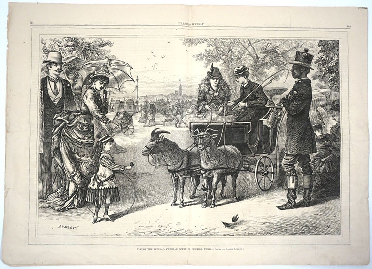 Item #25972 Winslow Homer, Frederic Church & Arthur Lumley, engravings in Harper's Weekly. Mass Gloucester, Central Park NY.