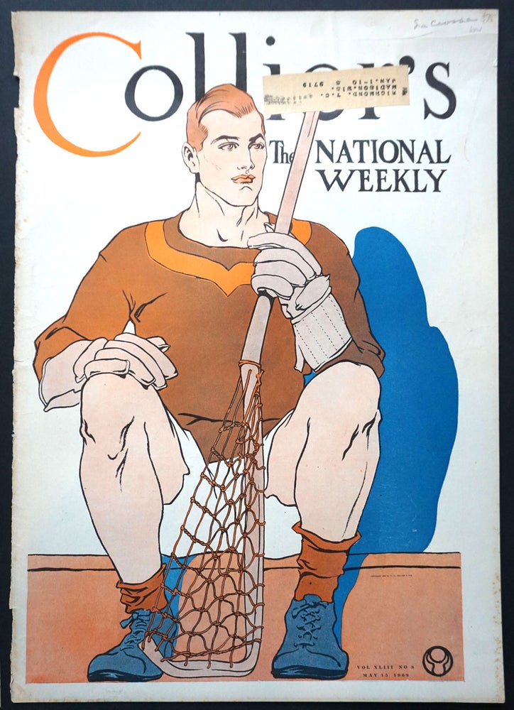 Item #26002 Lacrosse player on the cover of Collier's, the National Weekly.