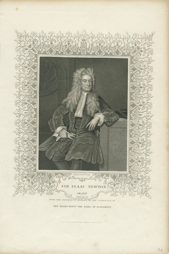 Item #26060 Sir Isaac Newton. Steel engraved portrait. Sir Isaac Newton.