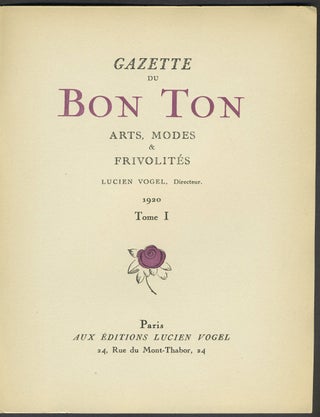 Gazette du Bon Ton. Art, Modes & Frivolités. Third Year: Volume Three, 7 Numbers in wrappers, 3 partial Numbers.