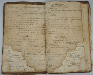 School copybook, includes exchange calculations for converting "New England currency" to federal money.