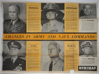 Item #26120 WWII Newsmap for the Armed Forces. Changes in Army and Navy Commands. WWII, Map