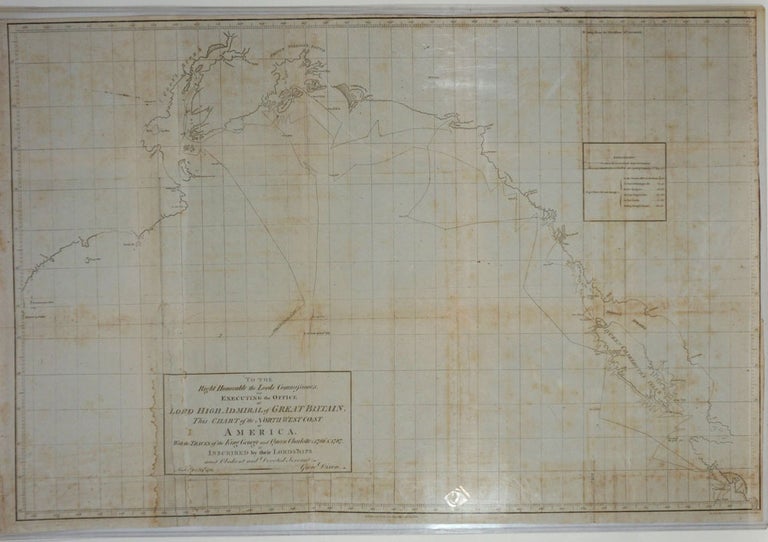 Item #26160 Chart of the Northwest Coast of America with the tracks of the King George and Queen Charlotte in 1786 & 1787. Large folding original map. George Dixon.