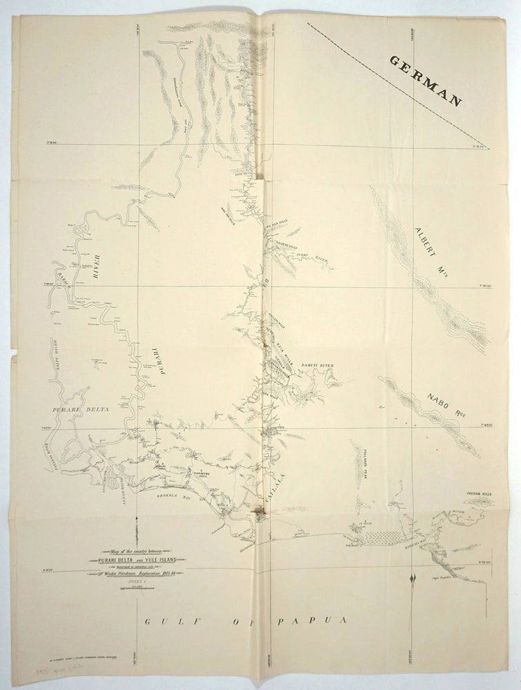 Item #26167 Map of the Country Between Purari Delta and Yule Island Resurveyed in Connection with Dr. Wade's Petroleum Exploration 1913-14. 2 maps. Dr. Arthur Wade.