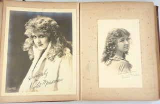 Album of portrait photographs of early Hollywood Silent movie stars, including signed Charlie Chaplin.
