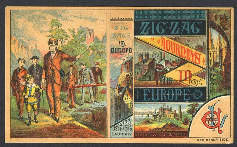 Item #26236 Zig Zag Journeys in Europe. Chromolithograph hand card.