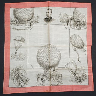 Item #26257 Parachuting from a Hot Air Balloon. A Commemorative Silk Kerchief