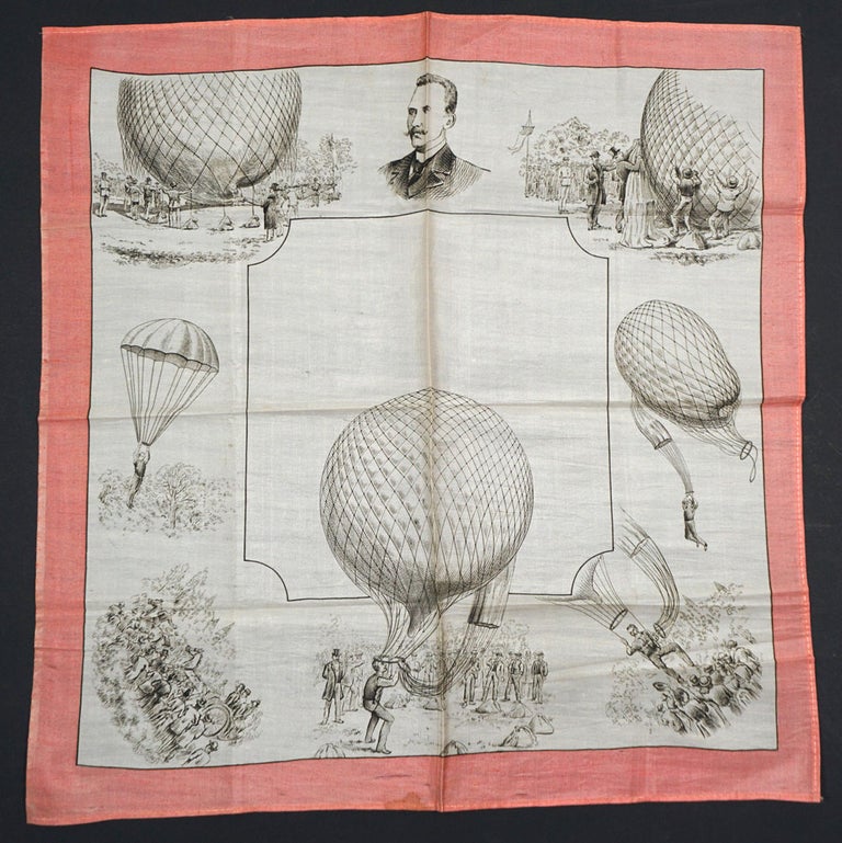 Item #26257 Parachuting from a Hot Air Balloon. A Commemorative Silk Kerchief.