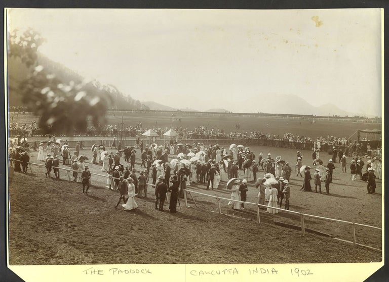 Item #26261 The Paddock at the Race track, Calcutta India. Silver tone photograph.